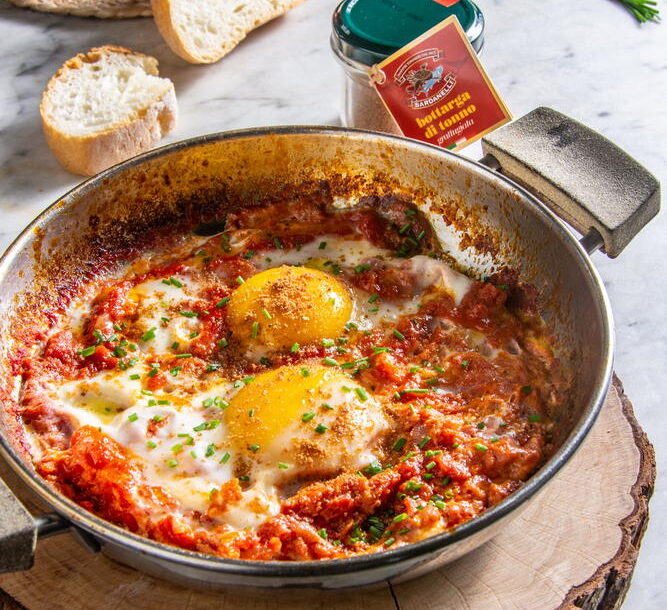 uova al pomodoro con bottarga