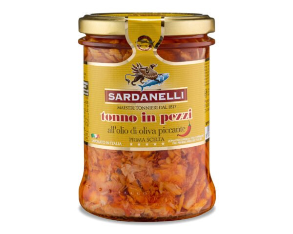 Tonno in pezzi all’Olio di Oliva Piccante Sardanelli