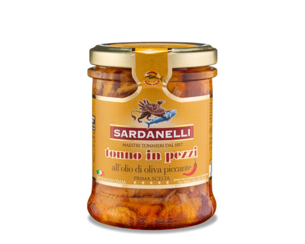 Tonno in pezzi all_olio di oliva piccante 200g
