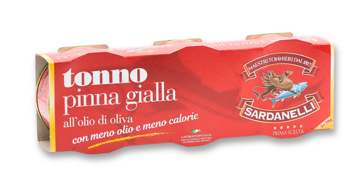 Tonno Sardanelli pinna gialla con meno olio e meno calorie 3x70g