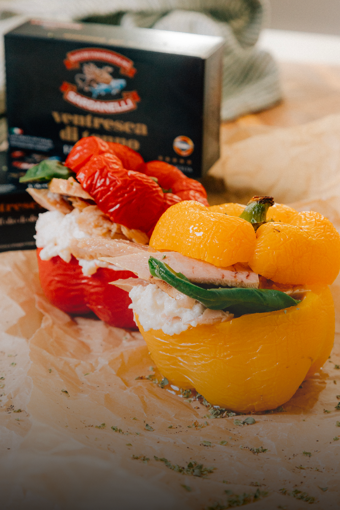 peperoni ripieni di ricotta e ventresca